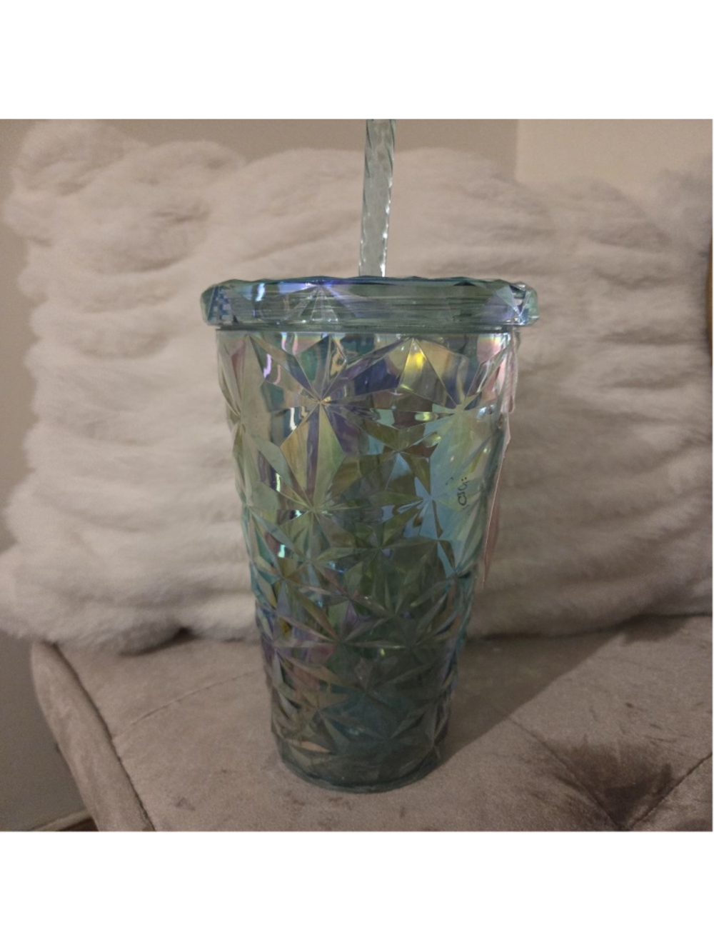 Holiday Time Prismatic Blue Textured Tumbler Water Bottle 26oz